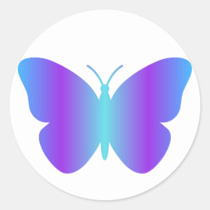 Adesivo Redondo Vinheta azul e borboleta púrpura
