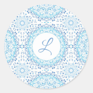 Adesivo Redondo Vinheta azul Mandala