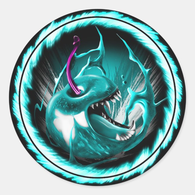 Adesivo Redondo Vinheta azul redonda de cereja selvagem (Frente)