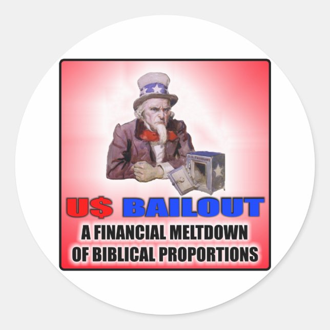 Adesivo Redondo Vinheta BAILOUT EUA (Frente)