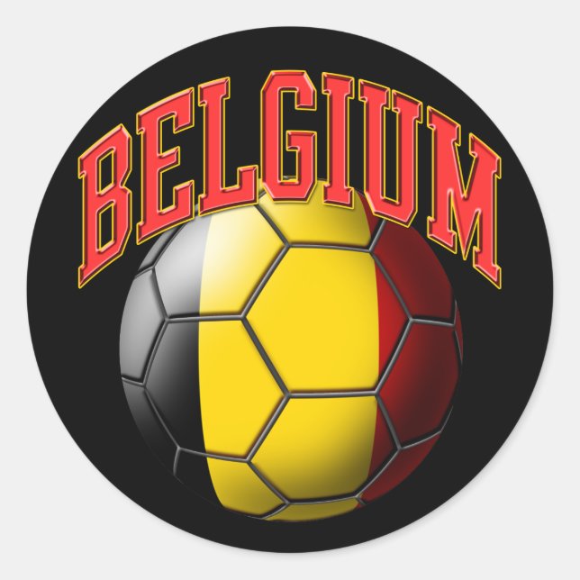 Adesivo Redondo Vinheta Bola de Futebol da Bélgica (Frente)