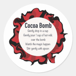 Adesivo Redondo Vinheta-bomba de cacau quente, chocolate quente