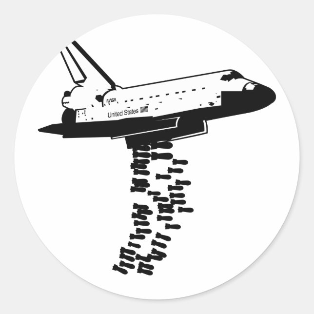 Adesivo Redondo Vinheta Bomba Espacial (Frente)