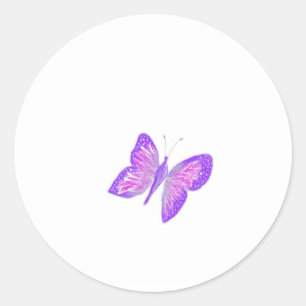 Adesivo Redondo Vinheta bonito Cute Com Ilustração Butterfly