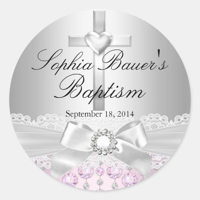 Adesivo Redondo Vinheta bonito de Batismo Arco (Frente)