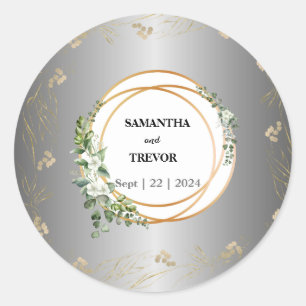 Adesivo Redondo Vinheta Botânica Dourada