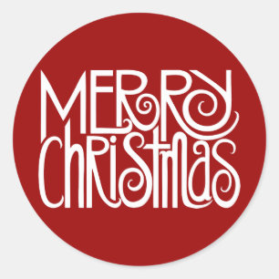 Adesivo Redondo Vinheta Branca de Natal Feliz