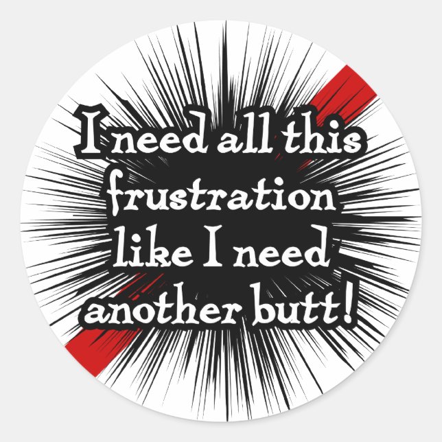 Adesivo Redondo Vinheta branca redonda de frustração (Frente)