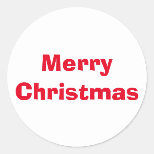 Adesivo Redondo Vinheta branca vermelha de anúncio natalício por J