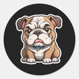 Adesivo Redondo Vinheta Buldogue