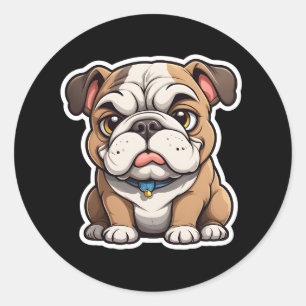 Adesivo Redondo Vinheta Buldogue