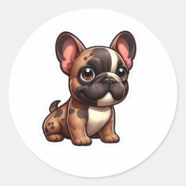 Adesivo Redondo Vinheta Buldogue Francesa