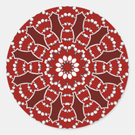 Adesivo Redondo Vinheta Burst de Flor Vermelho&Branco