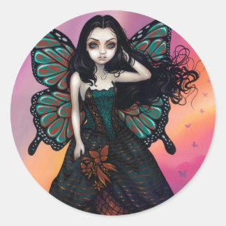 Adesivo Redondo Vinheta "Butterfly Sunset"