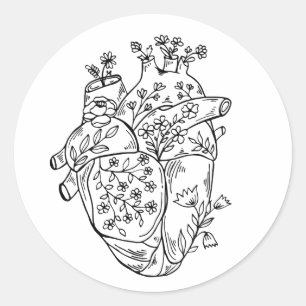 Adesivo Redondo Vinheta cardíaca de anatomia