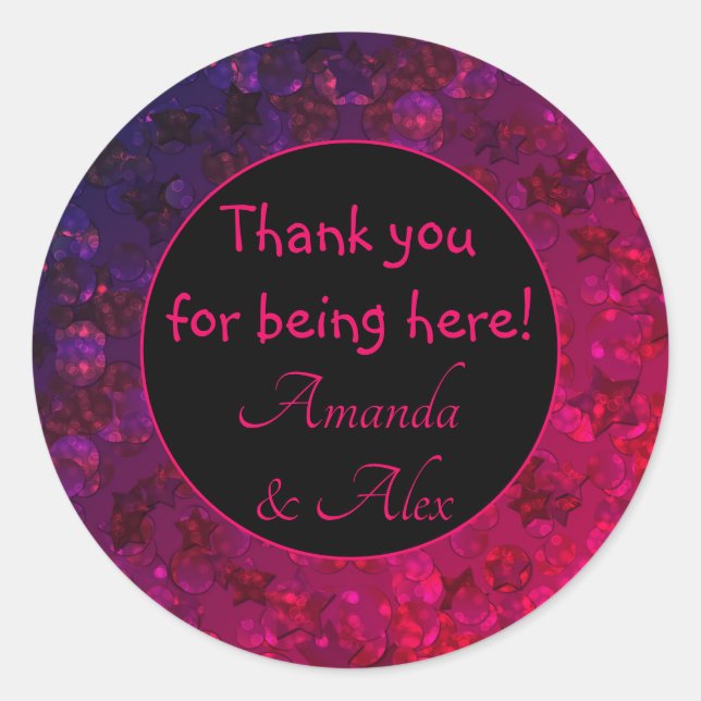 Adesivo Redondo Vinheta cardíaca de impressão de brilho (Frente)