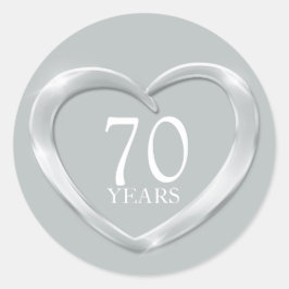 Adesivo Redondo Vinheta cardíaca do aniversário de 70 anos de plat