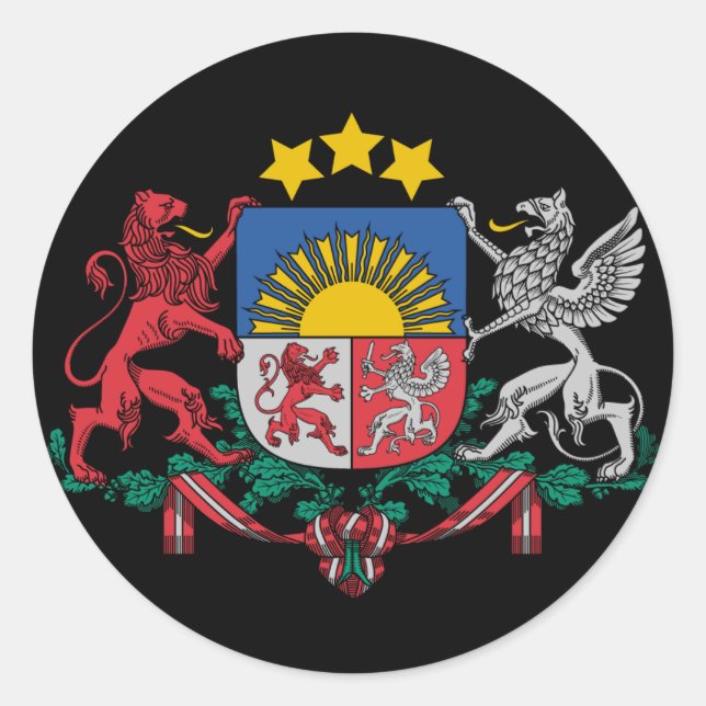 Adesivo Redondo Vinheta-casaco de-armas letã (Frente)