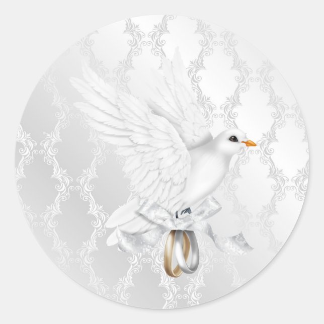 Adesivo Redondo Vinheta Casamento tema damasco prateada com porta (Frente)