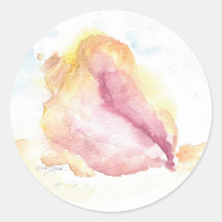 Adesivo Redondo Vinheta Cayman Conch Watercolor
