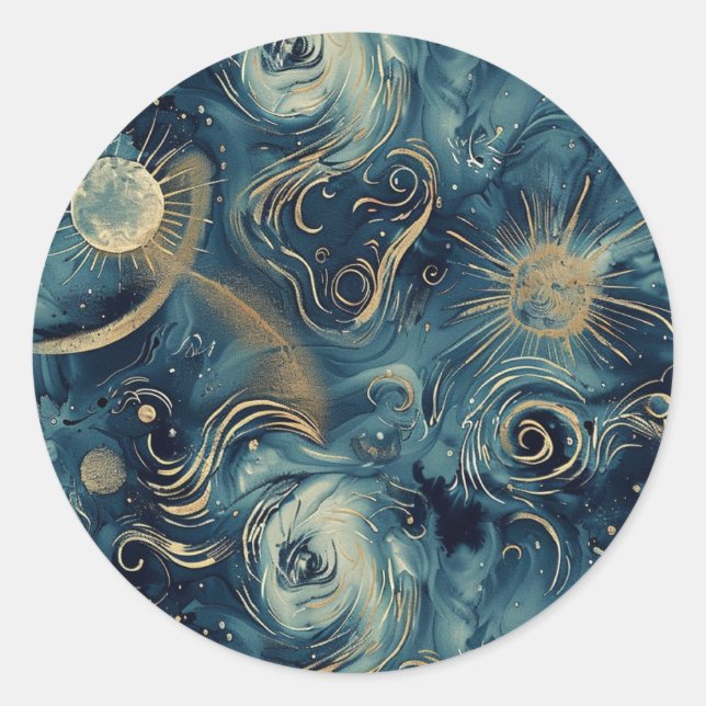 Adesivo Redondo Vinheta Celestial Personalizada Inspirada na Noite (Frente)