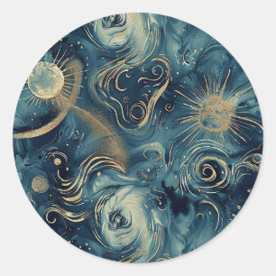 Adesivo Redondo Vinheta Celestial Personalizada Inspirada na Noite