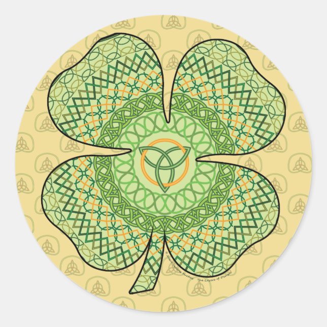 Adesivo Redondo Vinheta Celta Shamrock (Frente)