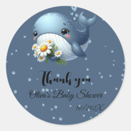 Adesivo Redondo Vinheta-Chá de fraldas de Baleia-Bebê