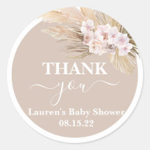 Vinheta-Chá de fraldas-redonda Bohemian Pampas