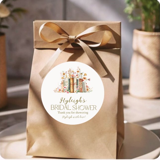 Adesivo Redondo Vinheta-Chá de panela de Livro Floral Rustic Elega (Criador carregado)