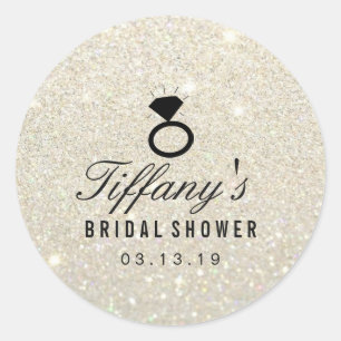 Adesivo Redondo Vinheta - Chá de panela de toque - Brilho branco D