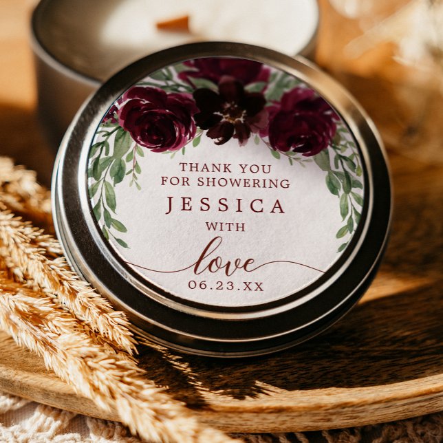 Adesivo Redondo Vinheta Chá Favor da Abóbora Burgundy (Criador carregado)