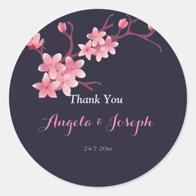 Adesivo Redondo Vinheta Cherry Blossom (Frente)