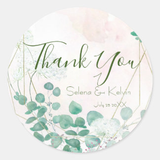 Adesivo Redondo vinheta circular de folha de eucalipto