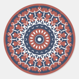 Adesivo Redondo Vinheta circular Design clássica de Mandala