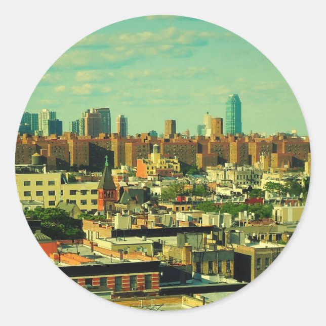 Adesivo Redondo vinheta circular Skyline NYC (Frente)