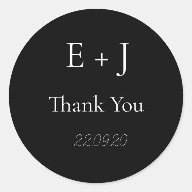 Adesivo Redondo Vinheta Clássica Casada de Casamento Elegante Mono (Frente)