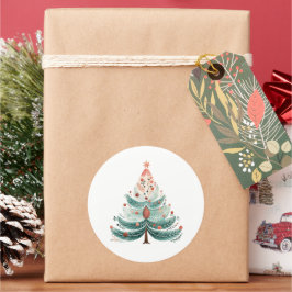 Adesivo Redondo Vinheta Clássica da Árvore Natal