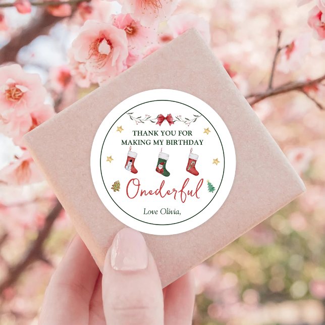 Adesivo Redondo Vinheta Clássica de Aniversário de Natal (Criador carregado)