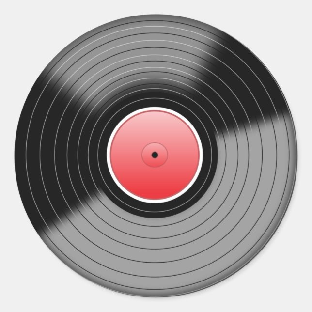 Adesivo Redondo Vinheta Clássica de Registro de Vinilo LP (Frente)