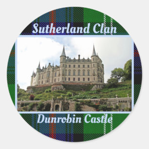 Adesivo Redondo Vinheta Clássica Dunrobin Castle de Sutherland Cl