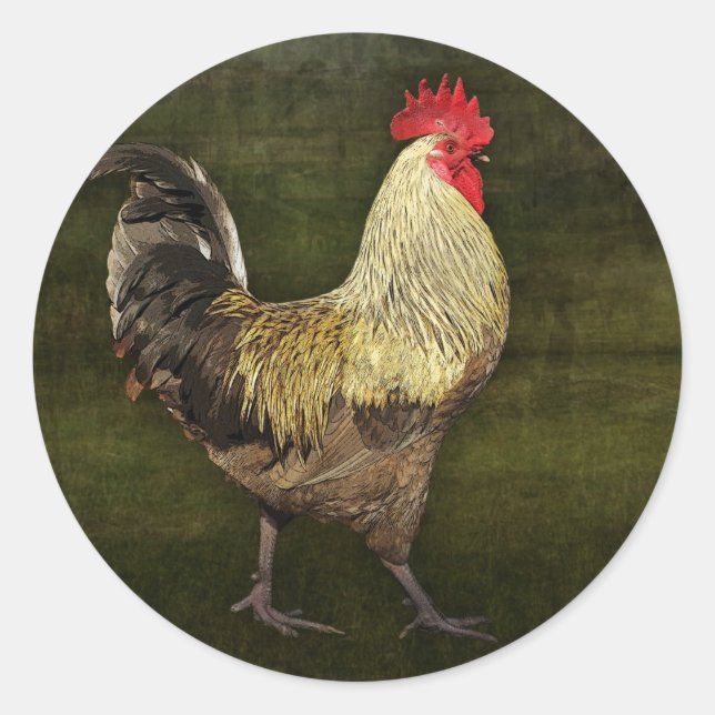 Adesivo Redondo Vinheta Cock-A-Doodle-Doo (Frente)