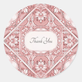 Adesivo Redondo Vinheta-cola de envelope Floral rosa