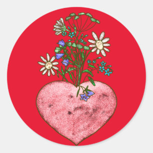 Adesivo Redondo Vinheta-cola-redonda clássica do coração a cham