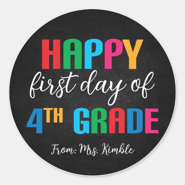 Adesivo Redondo Vinheta Colorido Colateral Escolar do 4º Grau (Frente)