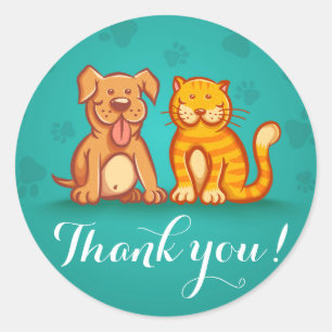 Adesivo Redondo Vinheta com animais de estimação