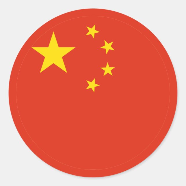 Adesivo Redondo Vinheta com bandeira da China (Frente)