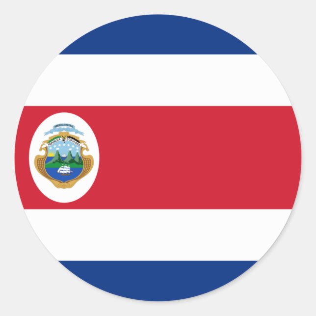 Adesivo Redondo Vinheta com bandeira da Costa Rica (Frente)