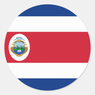 Adesivo Redondo Vinheta com bandeira da Costa Rica