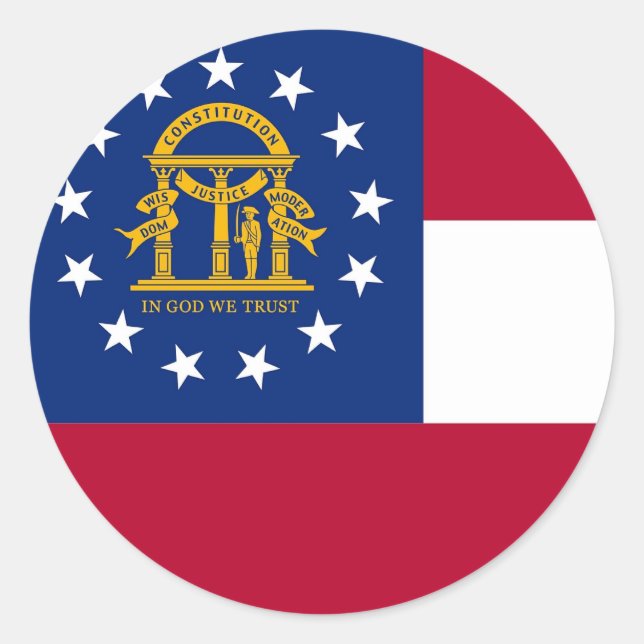 Adesivo Redondo Vinheta com bandeira da Geórgia (Frente)